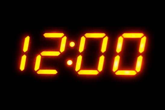 Digital display showing twelve oclock